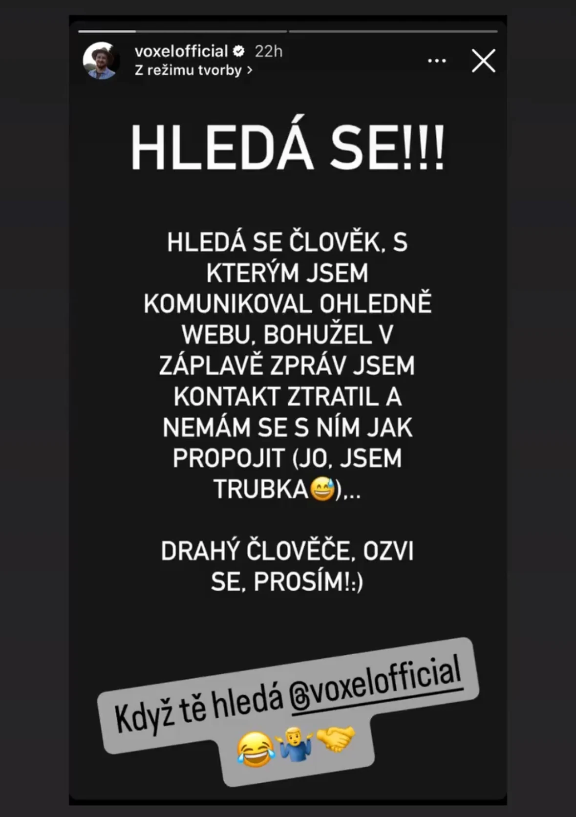 Instagram story klienta VOXEL, Bergamoss