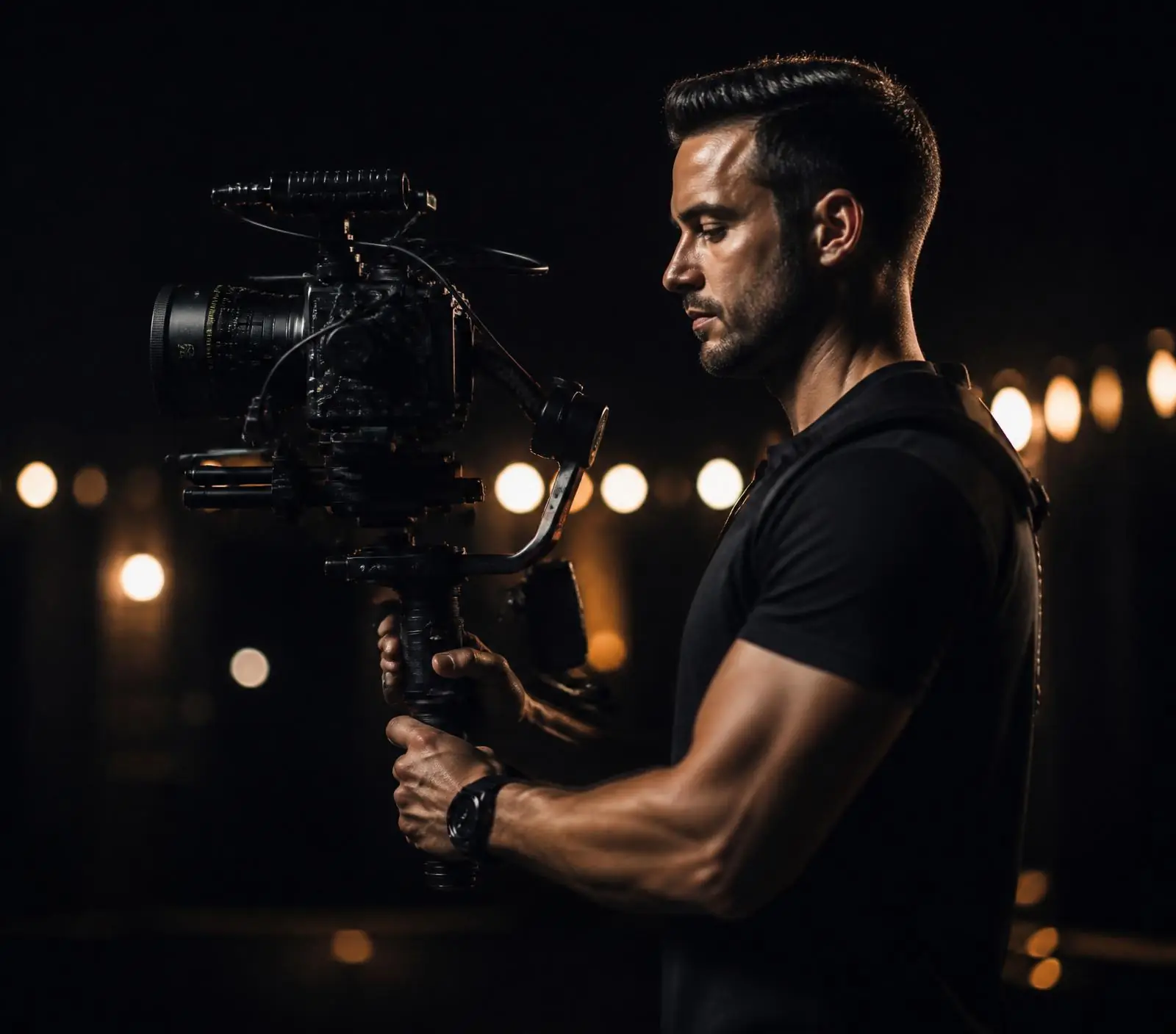 Profesionální kameraman při natáčení Reels videa