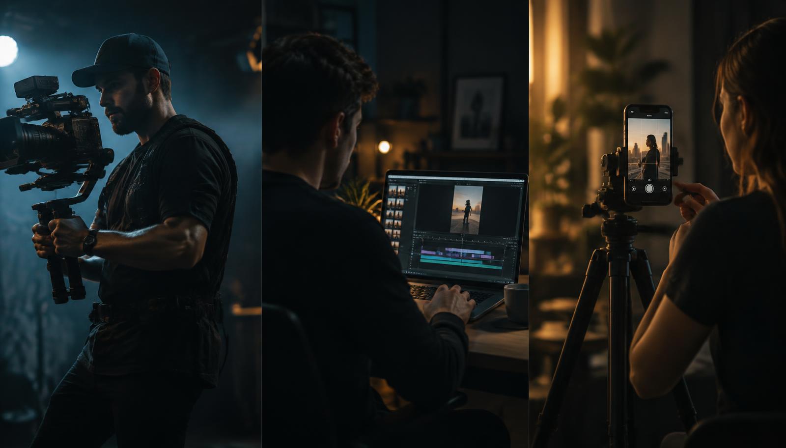Tři cesty k Reels videím, profesionální kameraman, freelancer u střihu a majitelka firmy točící na telefon